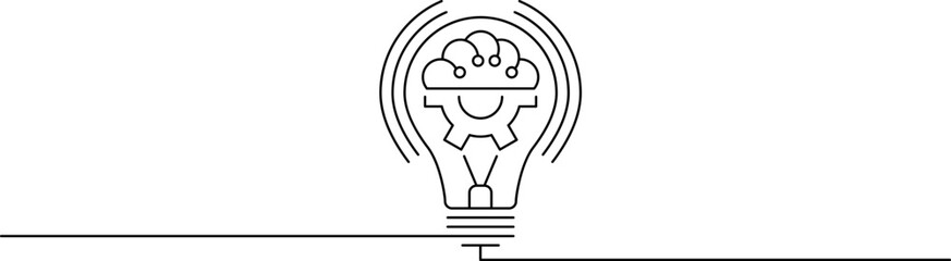 Light bulb in one continuous line drawing. Innovation symbol and creative concept. Brainstorm and education symbol. Doodle Vector illustration