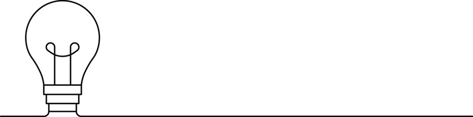 Light bulb in one continuous line drawing. Innovation symbol and creative concept. Brainstorm and education symbol. Doodle Vector illustration