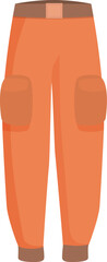 Orange cargo pants with side and back pockets isolated on a white background