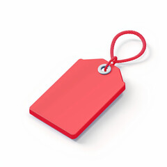 Fototapeta premium A red price tag mockup for indicating sales, discounts, promotions, and special offers, on a white background, for retail and marketing purposes.