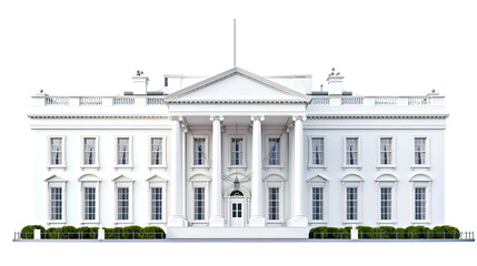 The White House Isolated on a White Background