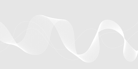 Gray and white abstract background with flowing particles. Digital future technology concept. Abstract white paper wave background and abstract gradient and white wave curve lines.	