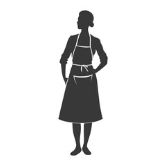 Fototapeta premium Apron-Clad Woman Silhouette: Vintage Domestic Role, Standing Profile, Stylized Simplicity.