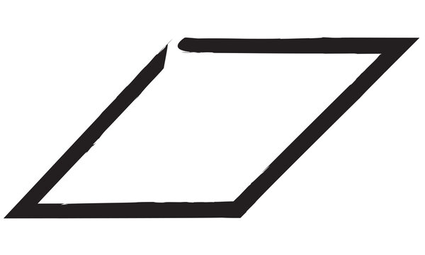 Frame parallelogram texture element, outline border grunge shape icon, decorative doodle for design. isolated on white background. vector illustration