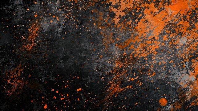 Abstract color gradient film grain texture background for web banner with hot sale orange and gray blurred shapes on black noise texture impact