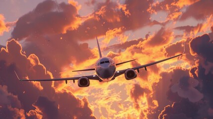 The Airplane in Evening Sky