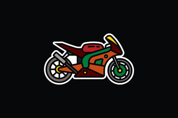 Fototapeta premium Original vector illustration. The contour icon of a racing sports motorcycle. Superbike.