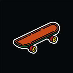 Original vector illustration. A contour icon. Vintage skateboard.