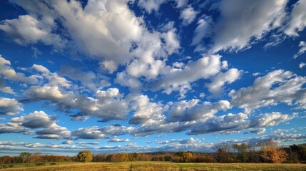 In the brisk morning of November the clear blue sky transforms into a canvas of fluffy white clouds accompanied by swift winds and brilliant sunlight