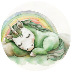 Animals's sleeping on the cloud and rainbow