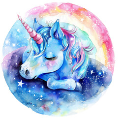 Animals's sleeping on the cloud and rainbow