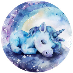 Animals's sleeping on the cloud and rainbow