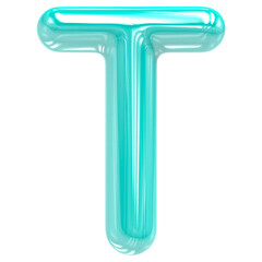 Font T Turquoise Color 3D Render