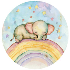 Animals's sleeping on the cloud and rainbow