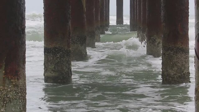 Waves at a pier