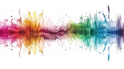 Vivid sound wave spectrum isolated against white.