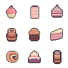 cake pixel art collection for dynamic digital projects and designs.