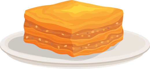 Sweet baklava pastry on a plate, showcasing its flaky layers and delicious filling