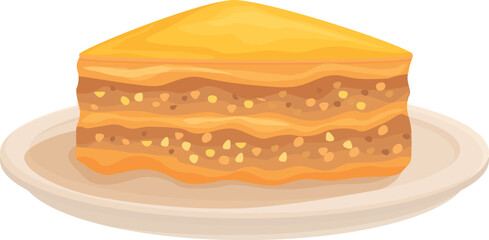 Tempting slice of baklava sitting on a plate, ready to be enjoyed