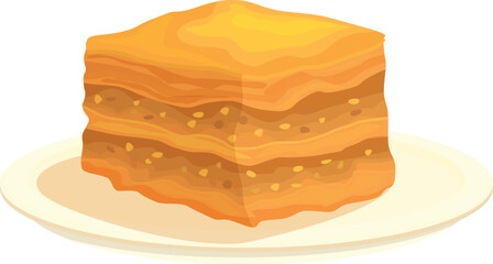 Mouthwatering baklava resting on a plate, showcasing its sweet layers and nutty filling