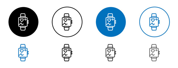 Smart watch thin line black and blue icon