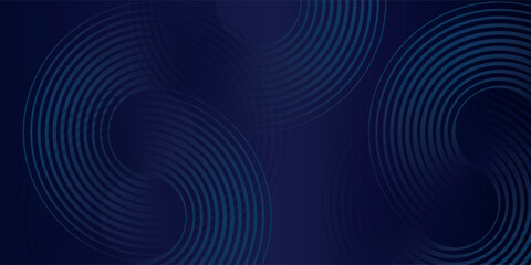 Abstract glowing circle lines on dark blue background. Geometric stripe line art design. Modern shiny blue lines. Futuristic technology concept. Suit for poster, cover, banner, brochure, website