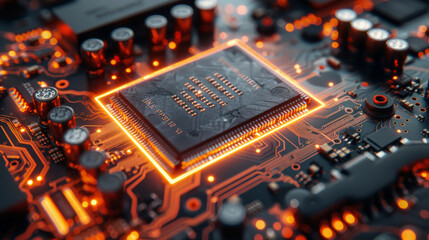 Technological background of the abstract computer motherboard, can be used in the description of technological processes, science, education. Can be used as digital dynamic wallpaper. 