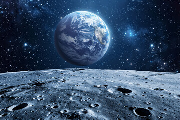 View of Earth from the lunar surface, showcasing the stunning beauty and vastness of the cosmos.