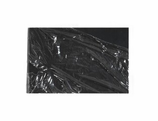 Plastic Wrap mockup, horizontal black square canvas for artworks in white background, y2k grunge style