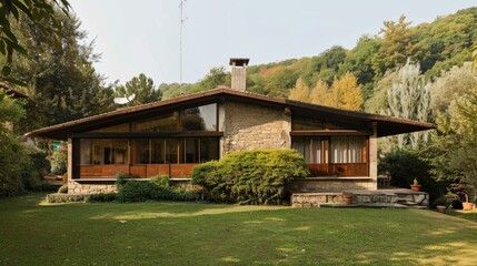Vintage 1970s House with Opaque Windows in Gubbio Italy