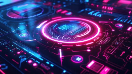 futuristic holographic user interface with glowing neon elements hitech hud concept