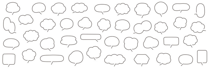 シンプルなふきだしのベクターイラストセット　ふきだし　フレーム