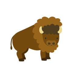 Cute Smiling Bison Illustration. Animal Clipart.