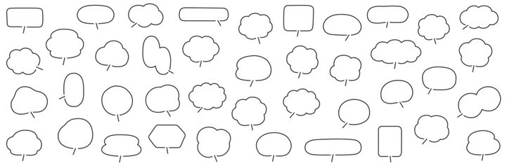 シンプルなふきだしのベクターイラストセット　ふきだし　フレーム