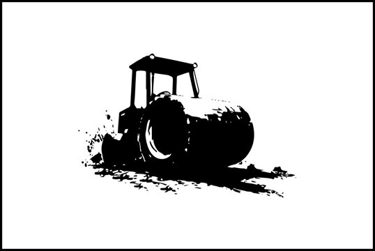 black road roller on white background clip art preview