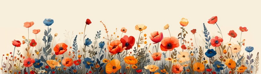 Obraz premium Colorful wildflowers blooming in a field.