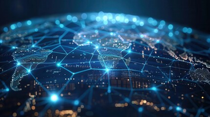 Fototapeta premium global network of glowing circuits data transfer artificial intelligence world connectivity concept illustration
