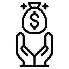 big profit outline icon and illustration