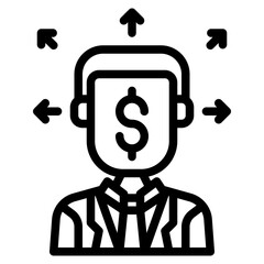 finance think about outline icon and illustration