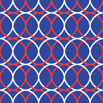 Seamless circle geometric pattern with  red white blue color design for background, wallpaper, textile, print, wrapping, fabric, clothing, home decor. vector illustration