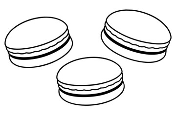 set-of-color-french-macaroons--isolated on- silhouette vector illustration 