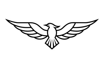 simple-monochrome-flat-logo-with-a-bird-sirin-with 
 silhouette vector illustration 