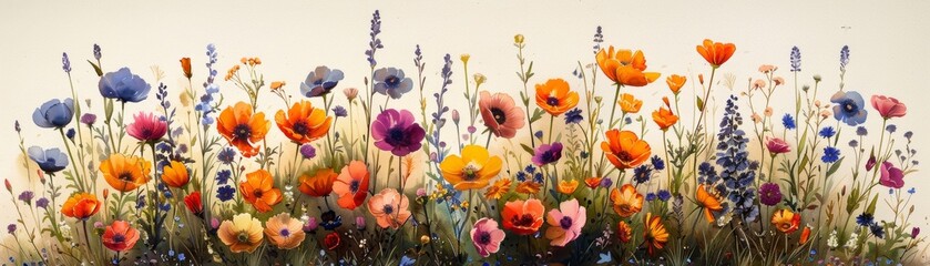 Fototapeta premium A colorful field of wildflowers in full bloom.