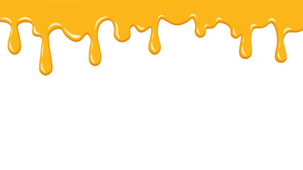 Dripping honey seamlessly repeatable. Dripping honey border background and paint dripping. Dessert background with melted honey. realistic honey drip seamless white background
