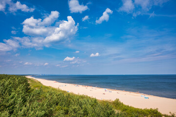Beautiful scenery of Baltic Sea beach in Sobieszewo at summer , Poland