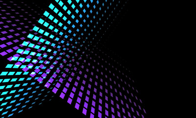 Abstract squares mesh blue purple overlap on black technology futuristic data background vector