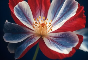 Vibrant Red, White, and Blue Flower Close-Up create with ai