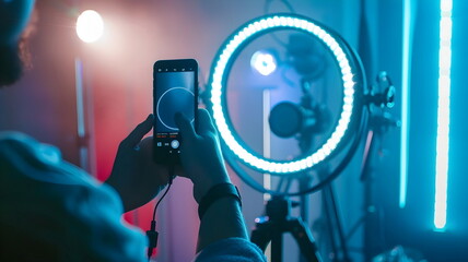 Content Creator Smartphone Ring Light Studio Setup Recording