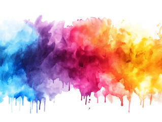 Fototapeta premium Colorful watercolor paint splashes transition on a white background, depicting a vibrant, artistic concept. Generative AI