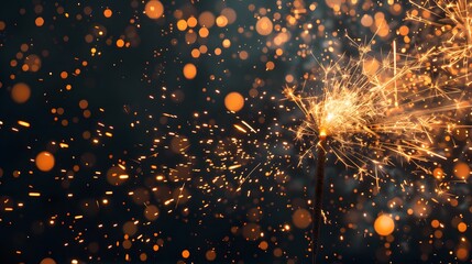 Ultra HD image of a 4th of July celebration showcasing dazzling fireworks and American flags.